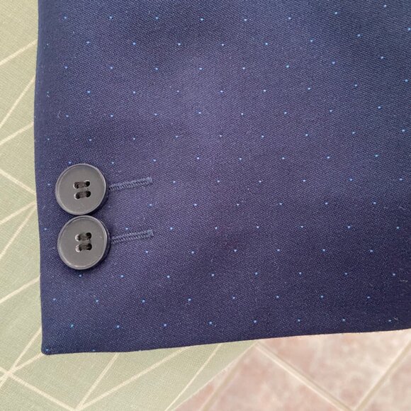 Next Boys’ Large Navy Blue Blazer – Tiny Dot Pattern, Look Sharp EUC - Picture 10 of 16
